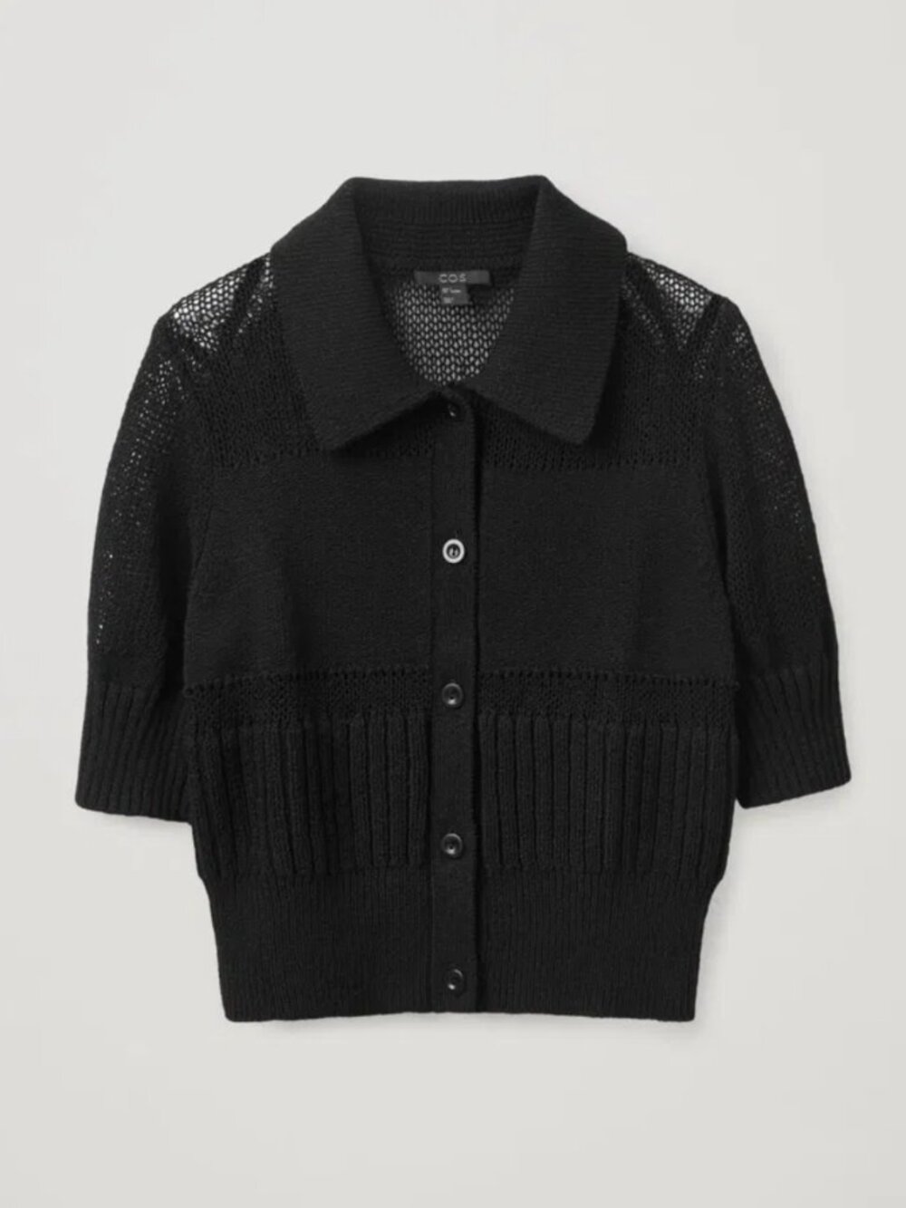 COS Mesh Panel Short-Sleeve Cardigan